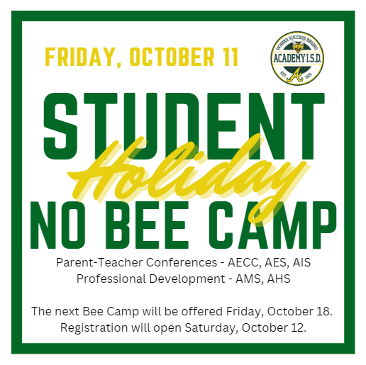  October 11 Student Holiday/Parent-Teacher Conference